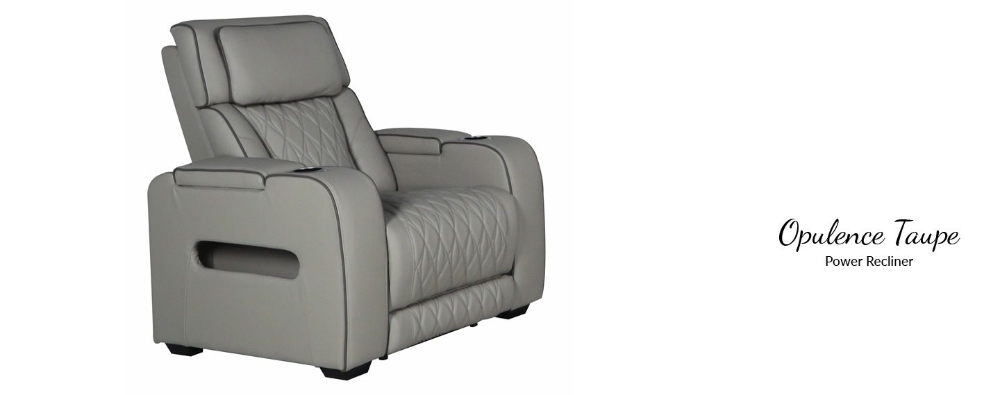 Opulence Taupe/Carmel Leather-Power Recliner