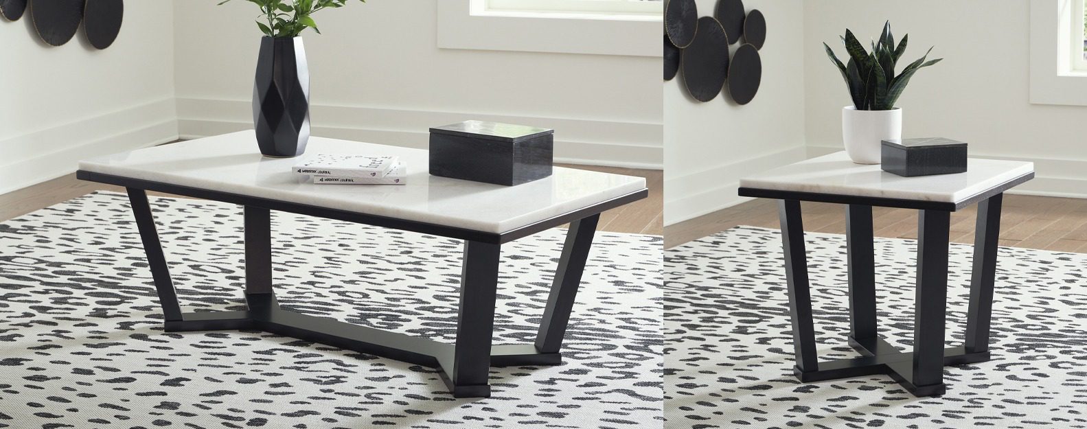 Stephen Black Marble Coffee & End Table