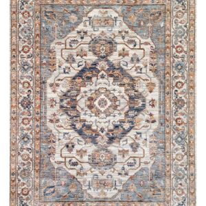 Alboran Cream Blue Polyester Area Rug Alboran Cream Blue Polyester Area Rug