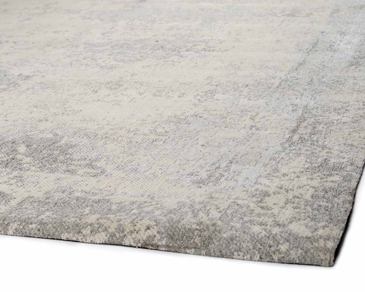 Vintage Silver Hand-Woven Cotton Area Rug - Image 2