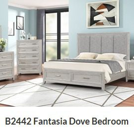 Fantasia Dove Platform/Marble Bedroom Set