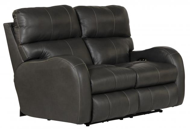 Catnapper Angelo Power Headrest Power LayFlat Reclining Loveseat - Gunmetal