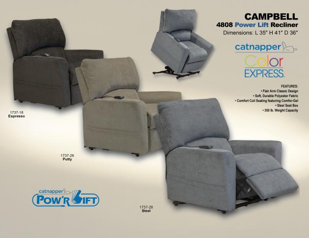 Catnapper Campbell Power Lift Recliner – Putty Catnapper Campbell Power Lift Recliner – Putty